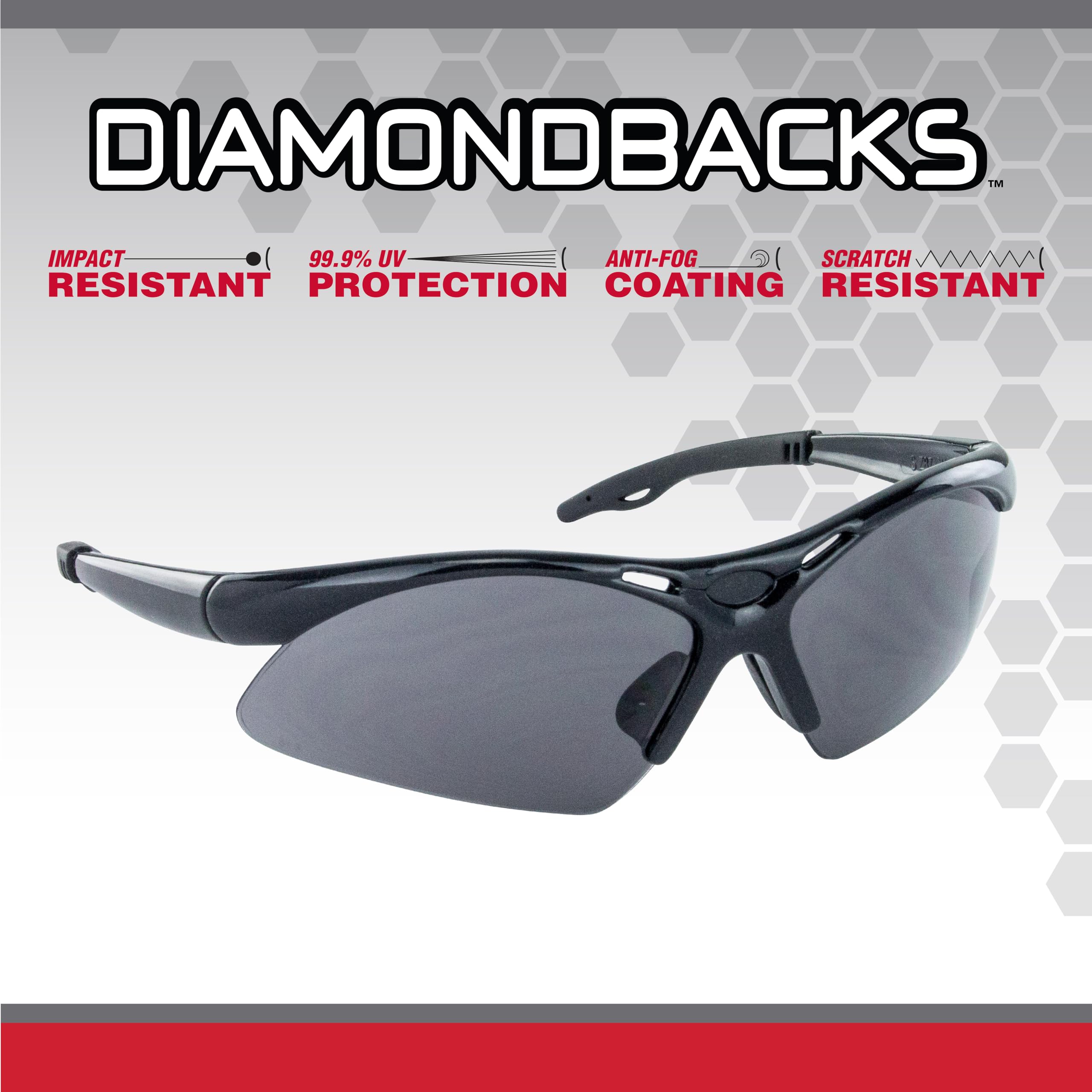 Diamondbacks Safety Eyewear Black Frame, One Size - Image 3