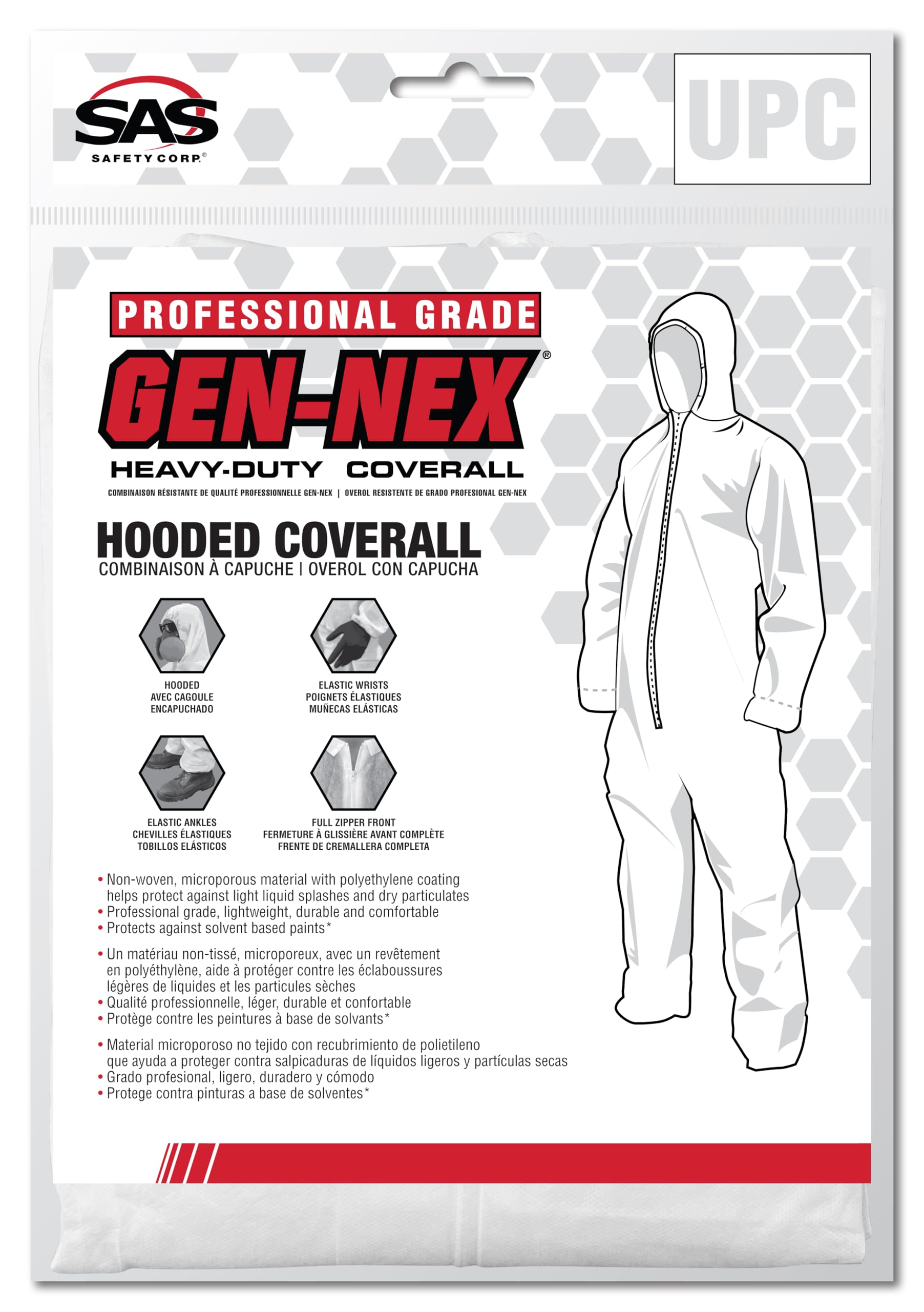 SAS Safety Corp Gen-Nex Professional Grade Coverall, Full Zipper Front, Elastic Wrist and Ankle Cuffs, Work Coveralls - Image 3