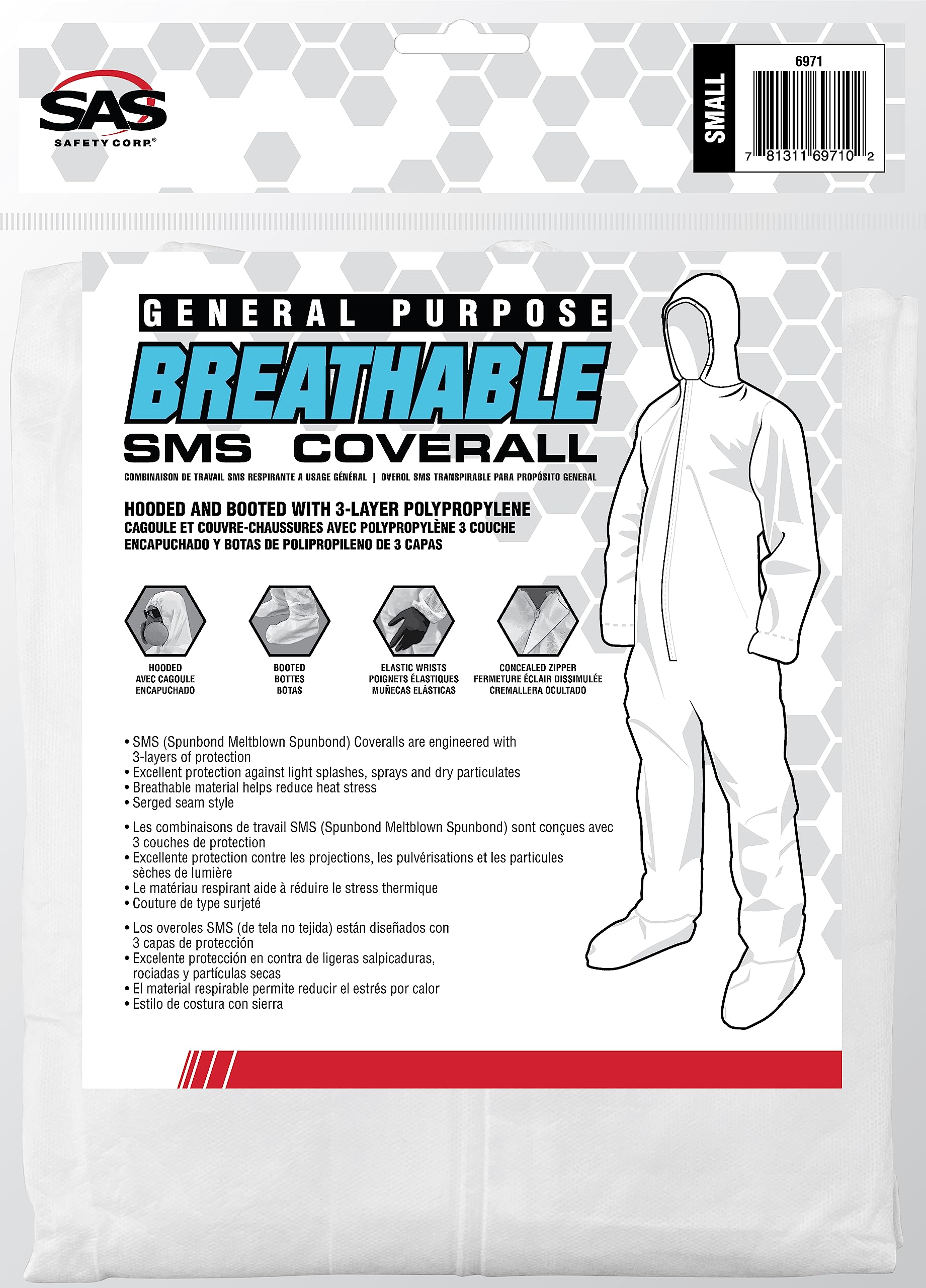 SAS Safety Corp Industrial & Scientific Hooded and Booted Coverall - Image 3