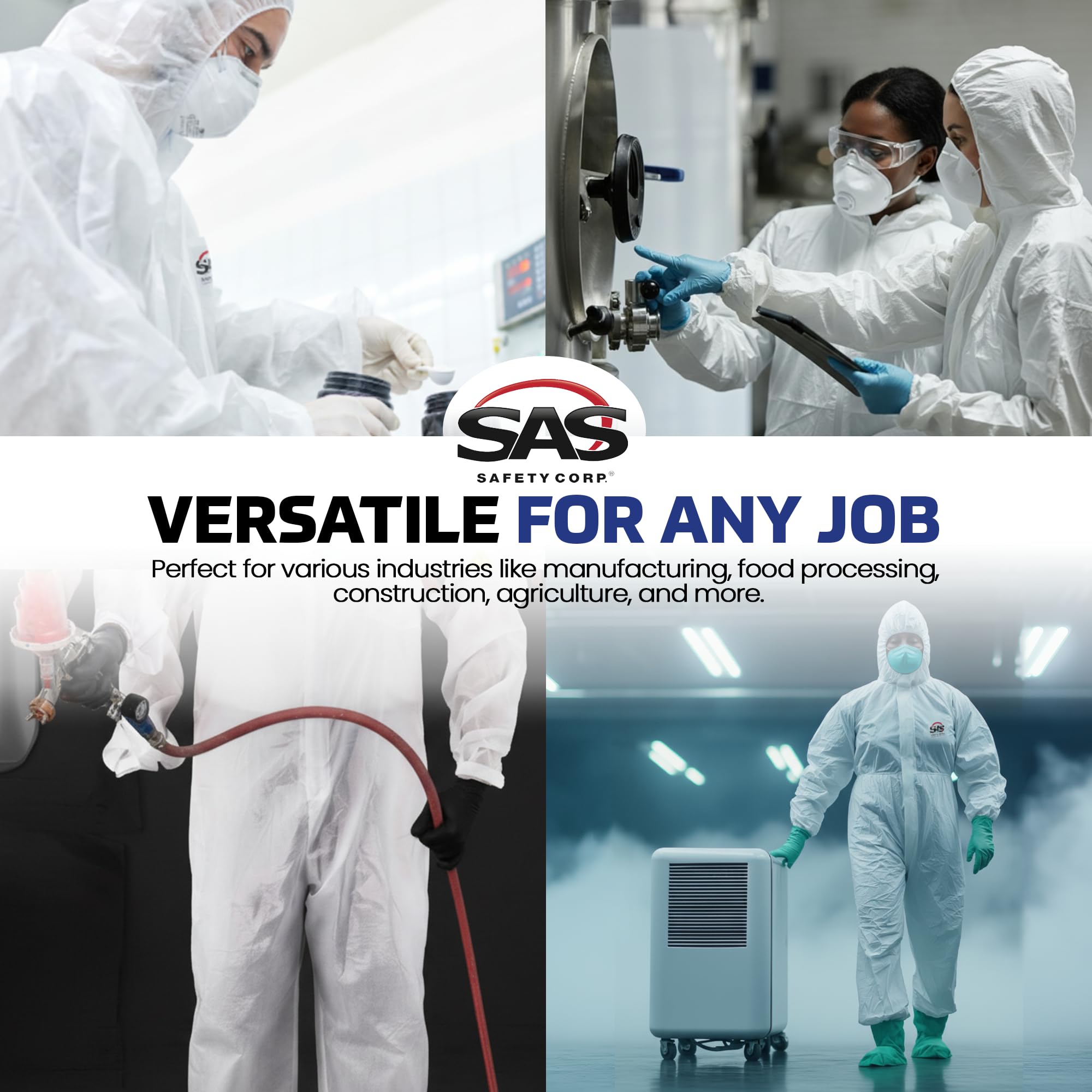 SAS Safety Corp Moonsuit Nylon and Cotton Coverall | Machine Washable Full Pullover with Hood Work Coveralls | Full Zipper Front, Elastic Waist with Pockets for Painting, Automotive, Factory (Medium) - Image 6